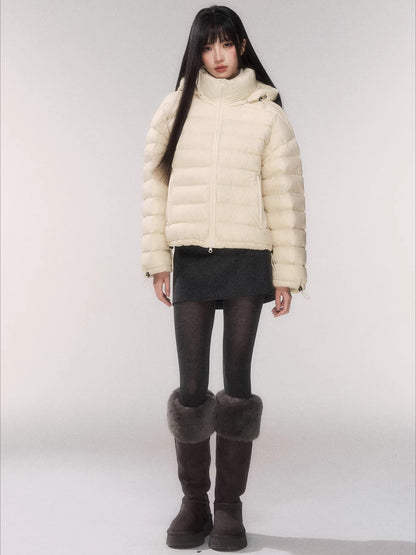 White Duck Down Hooded Puffer Jacket