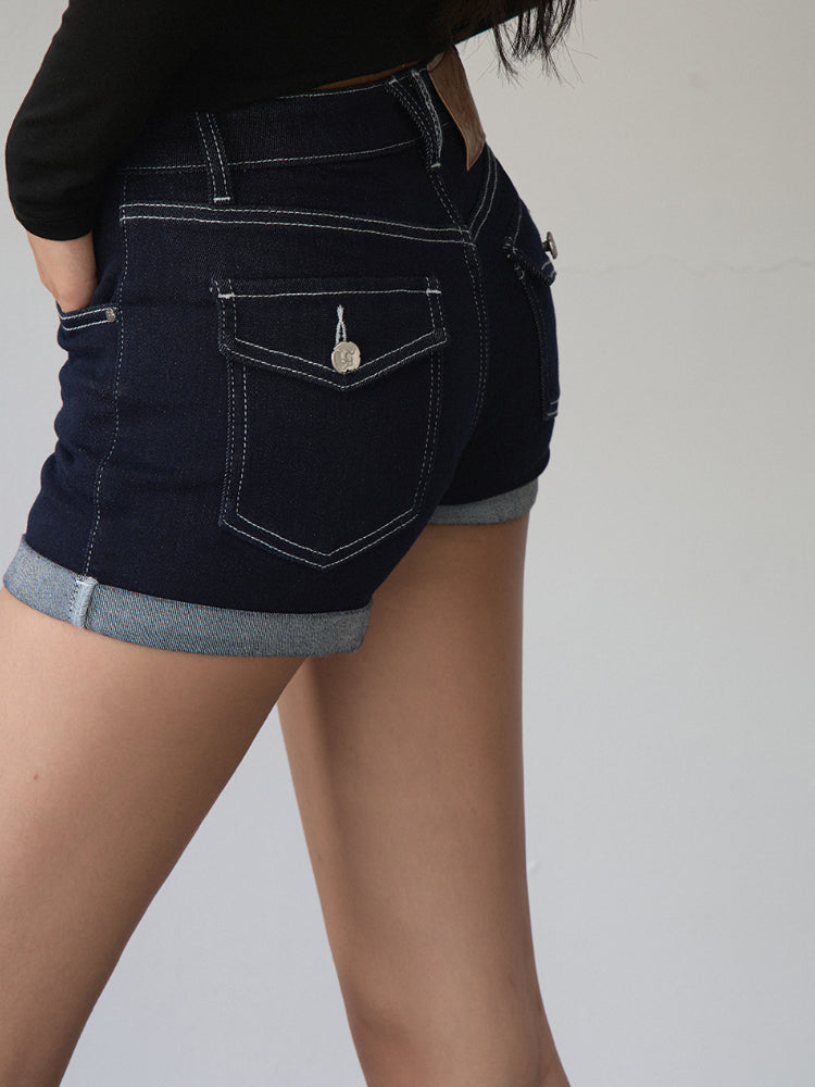 Straight-leg Cuffed Denim Shorts - CHINASQUAD