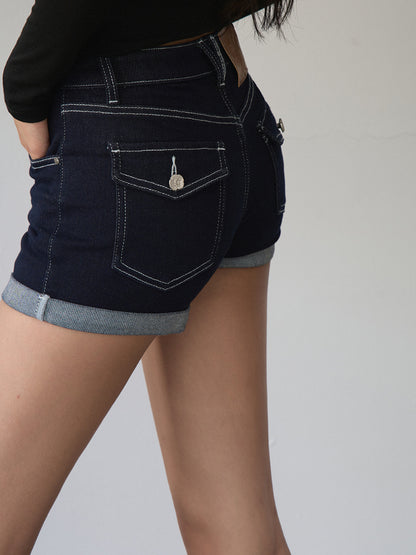 Straight-leg Cuffed Denim Shorts - CHINASQUAD