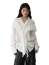 White Ruffled Drawstring Long-Sleeve Shirt - CHINASQUAD
