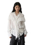 White Ruffled Drawstring Long-Sleeve Shirt - CHINASQUAD