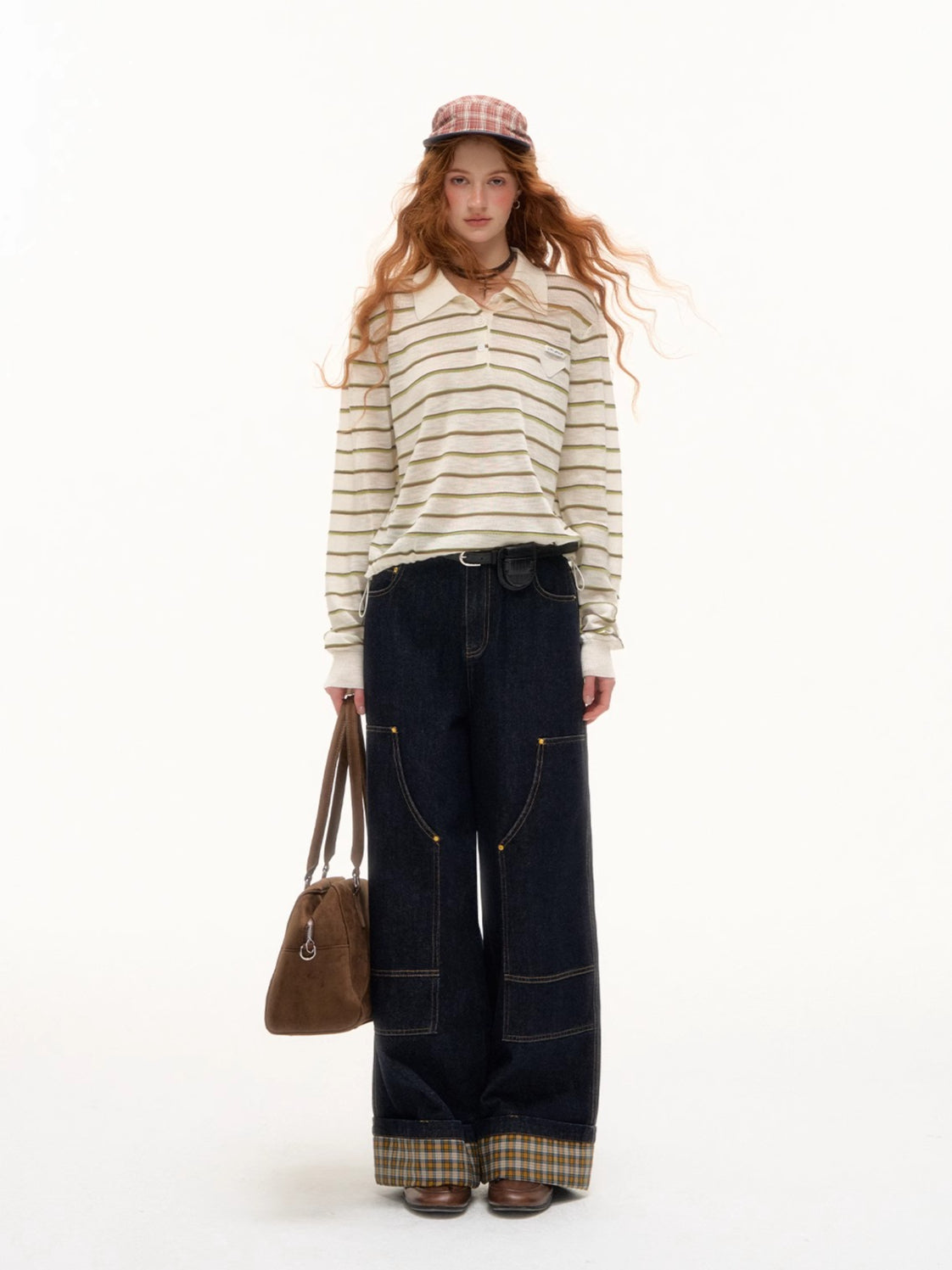 Striped Polo Drawstring T-shirt