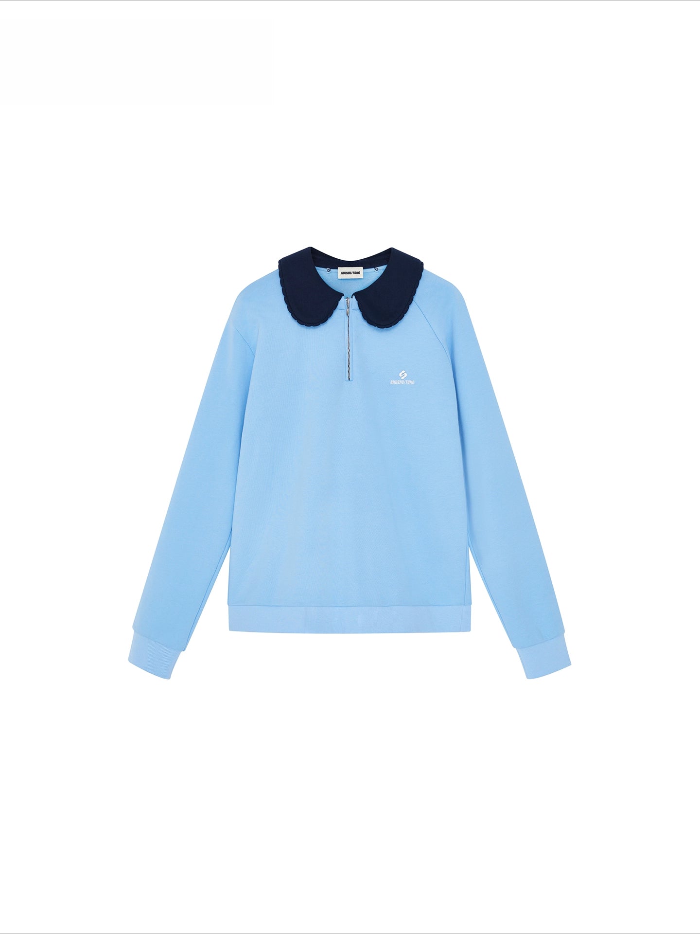 Detachable Collar Cotton-Blend Oversized Sweatshirt