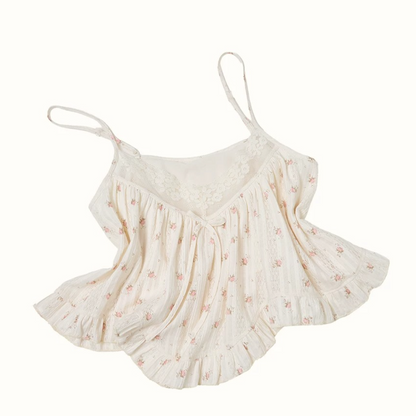 Vintage French Lace Cotton Floral Cami Top