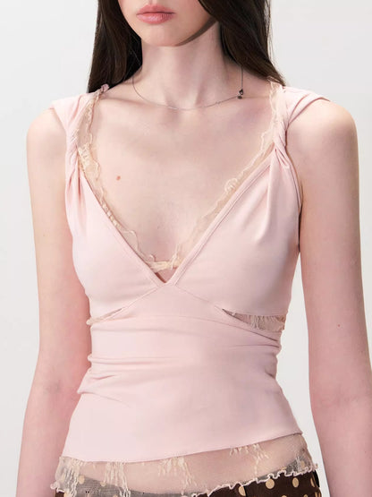 Lace Trim Twist Camisole
