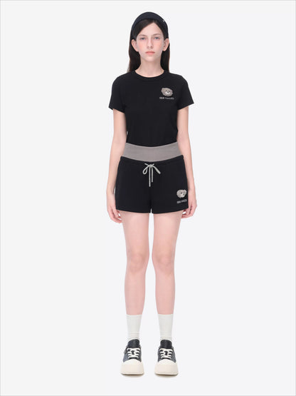 Double Waistband Panel Sport Shorts