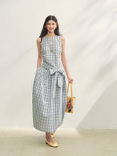 Belted Waist Checked Vest Dress - CHINASQUAD