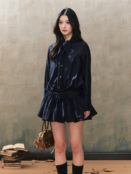 Dark Blue French Shirt Dress