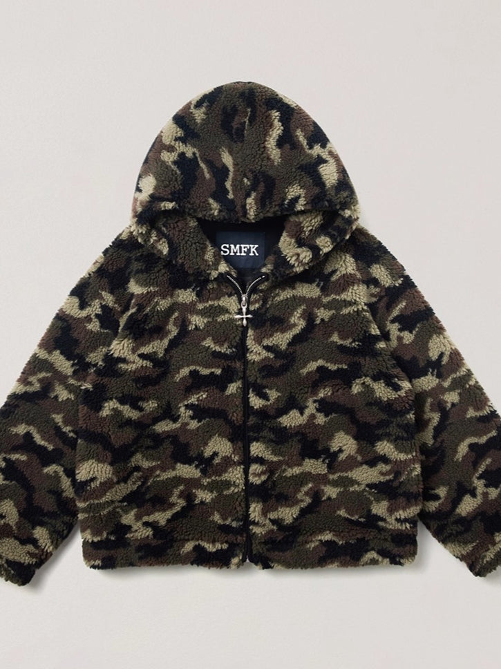 Cross Relic Oversized Faux Fur Hoodie