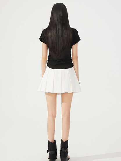 V-neck Waist-cinching Rhinestone Tee - CHINASQUAD
