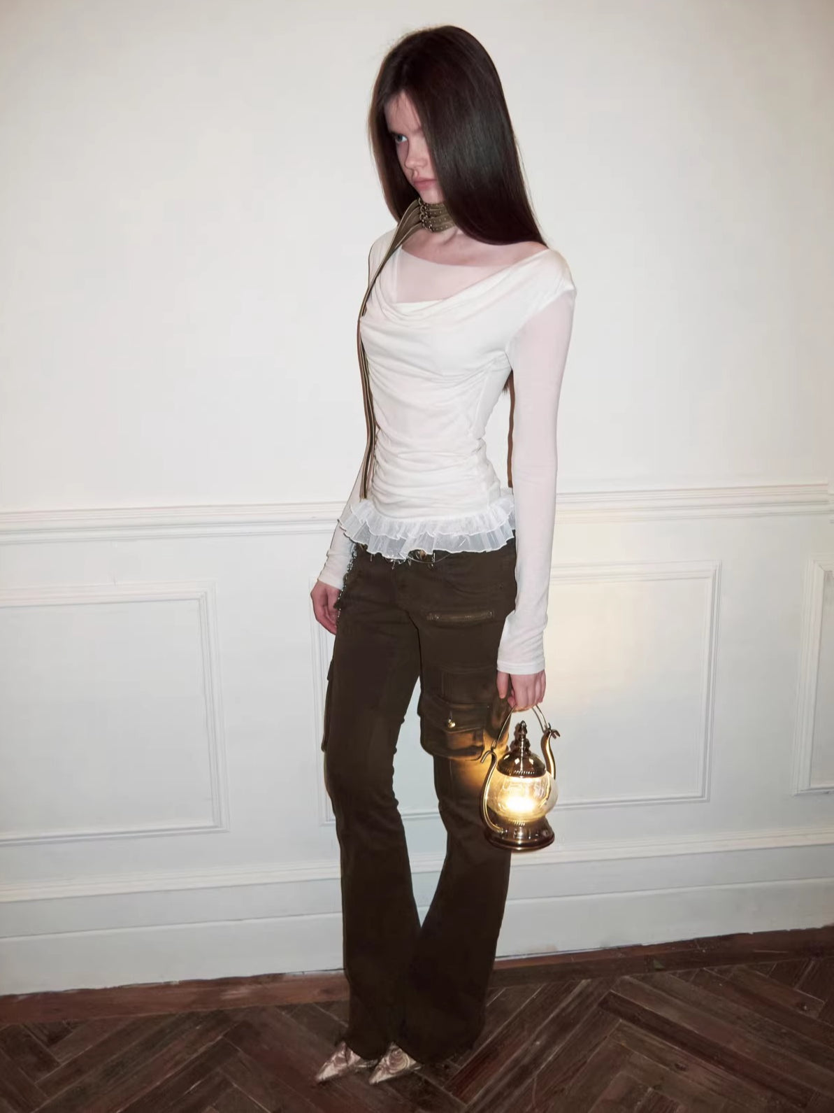 Mesh Double-Layer Ruched Base Layer