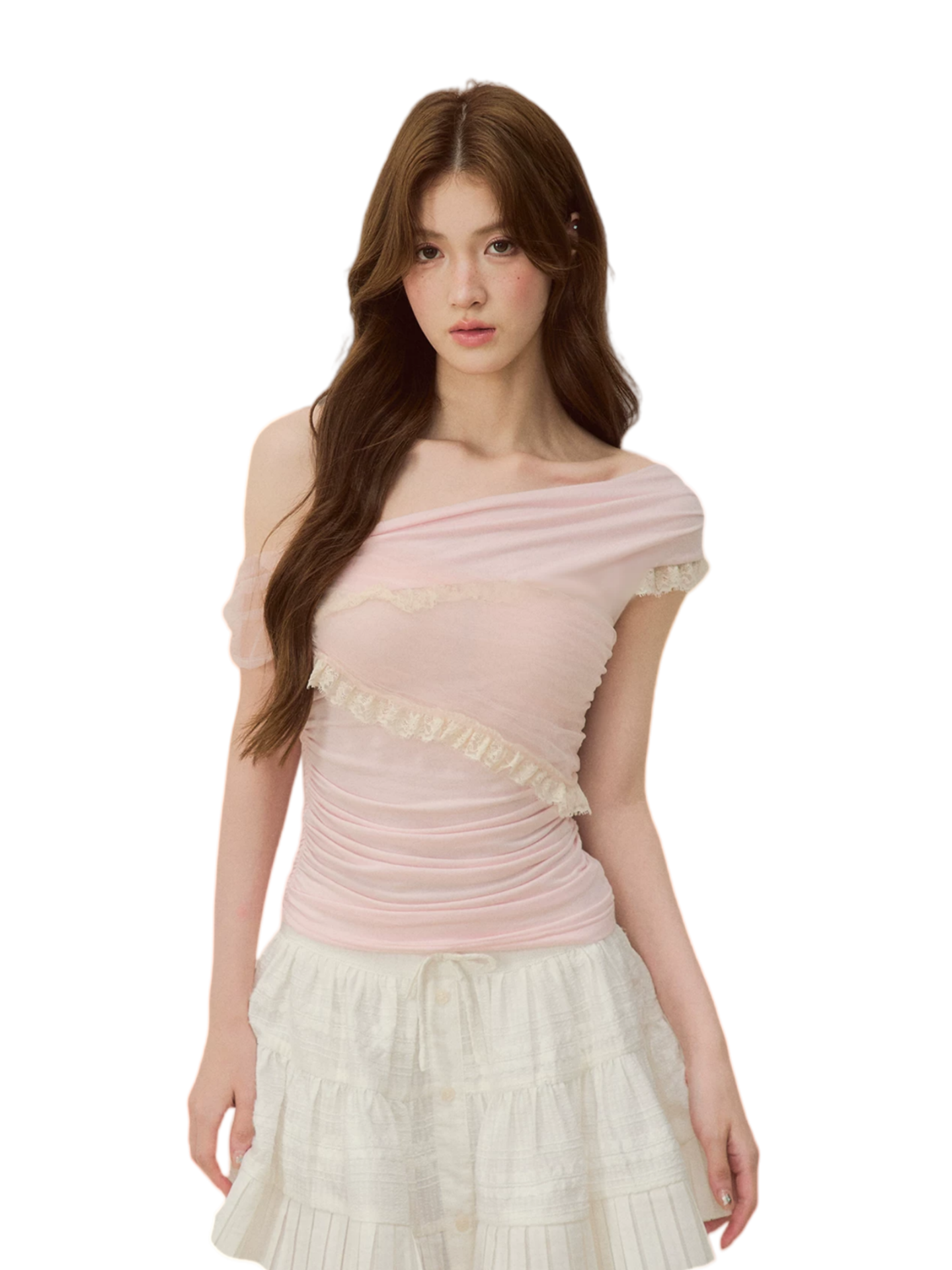 Lace Mesh Off-Shoulder Top