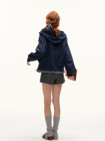 Plaid Patchwork Zip-up Hoodie