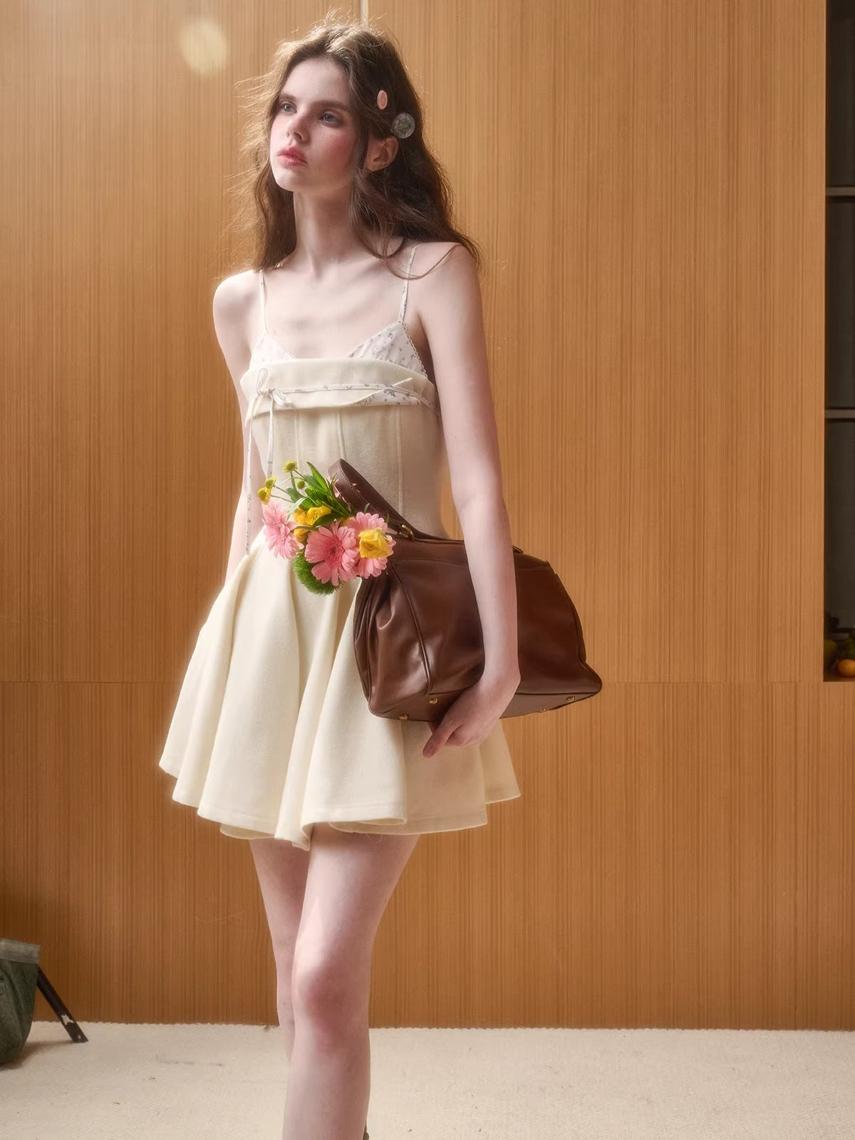 Wool-Blend Puffy Cami Dress