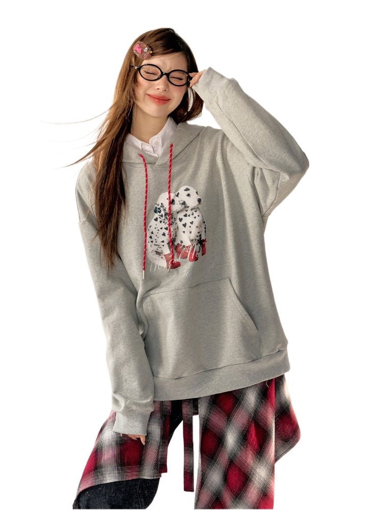 Printed Hooded Sweatshirt Jacket