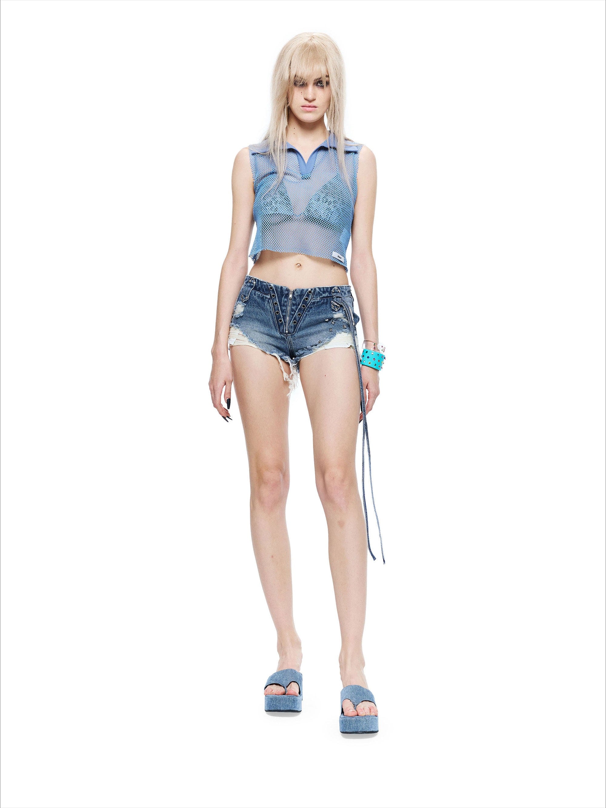 Vintage Distressed Punk Denim Shorts