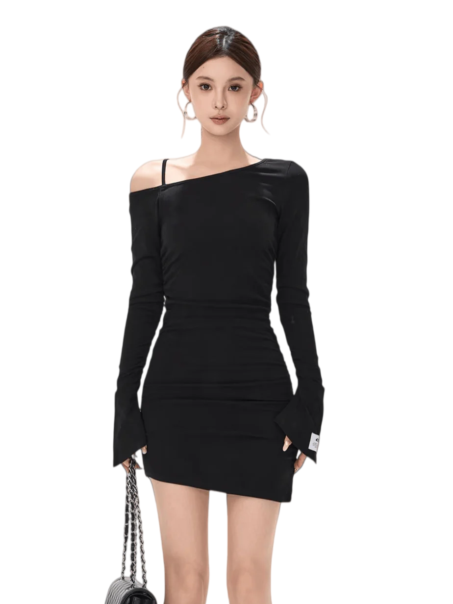 Asymmetric Off-Shoulder Bodycon Mini Dress