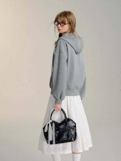 Gray Oversized Hooded Sweatshirt