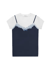 Lace-Trimmed Washed Straight-Leg Jeans Set - CHINASQUAD