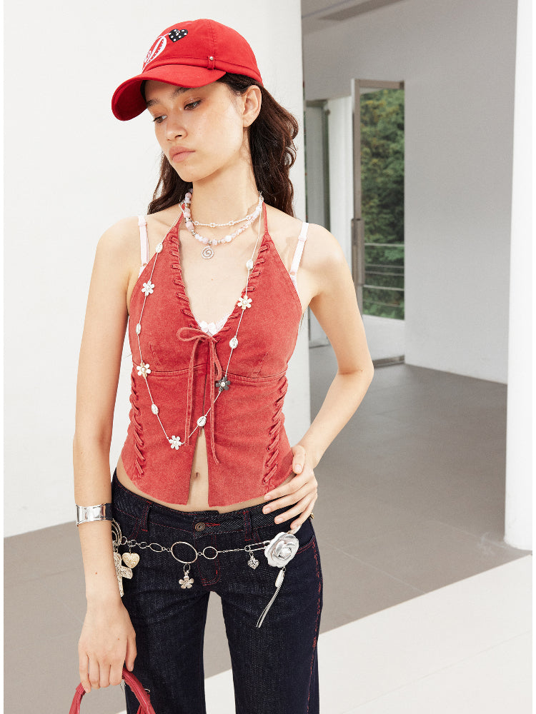 Cross Backless Fishbone Corset V-Neck Tank Top - CHINASQUAD
