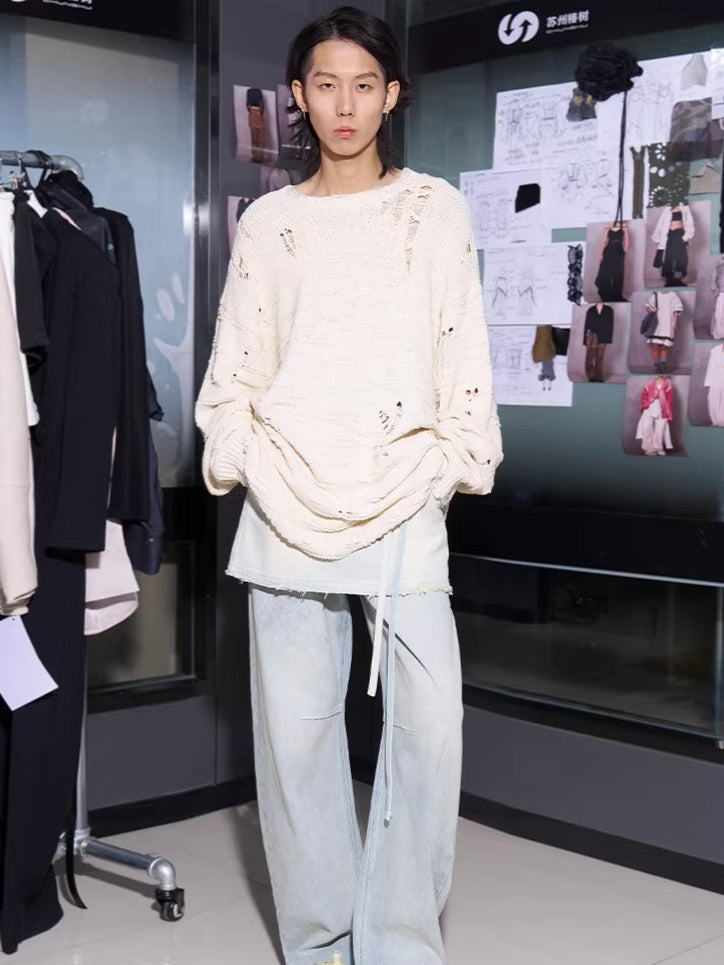 Texture Relaxed-Fit Yarn Knit Sweater