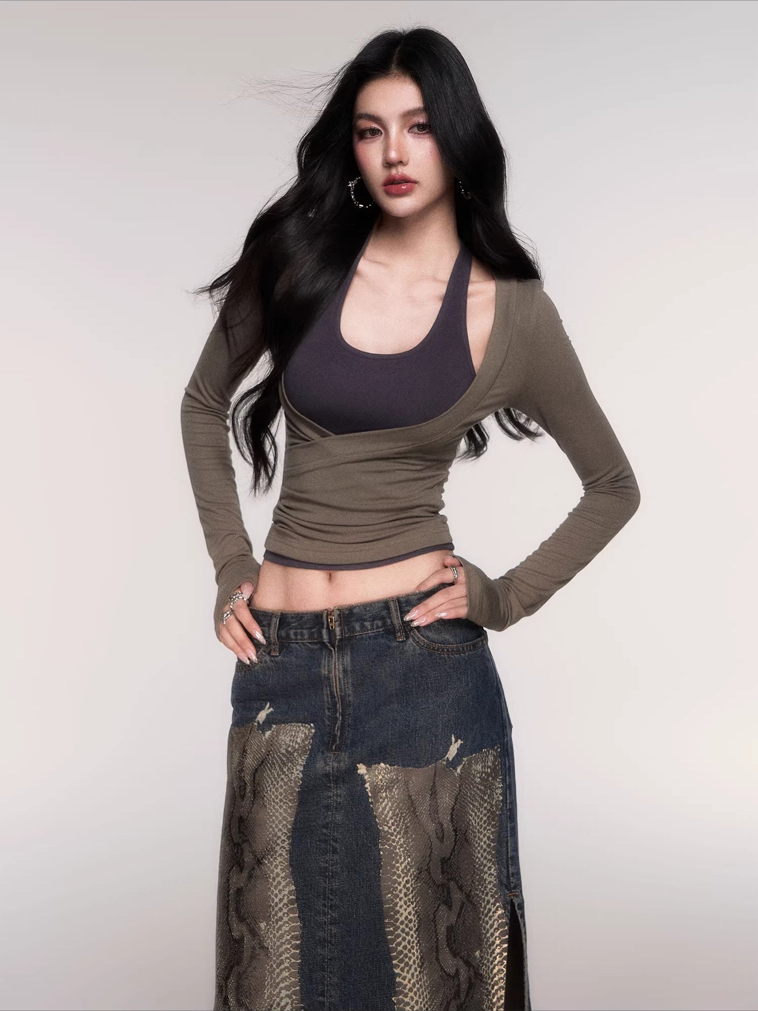 Layered Long-Sleeve Slim-Fit T-Shirt Set