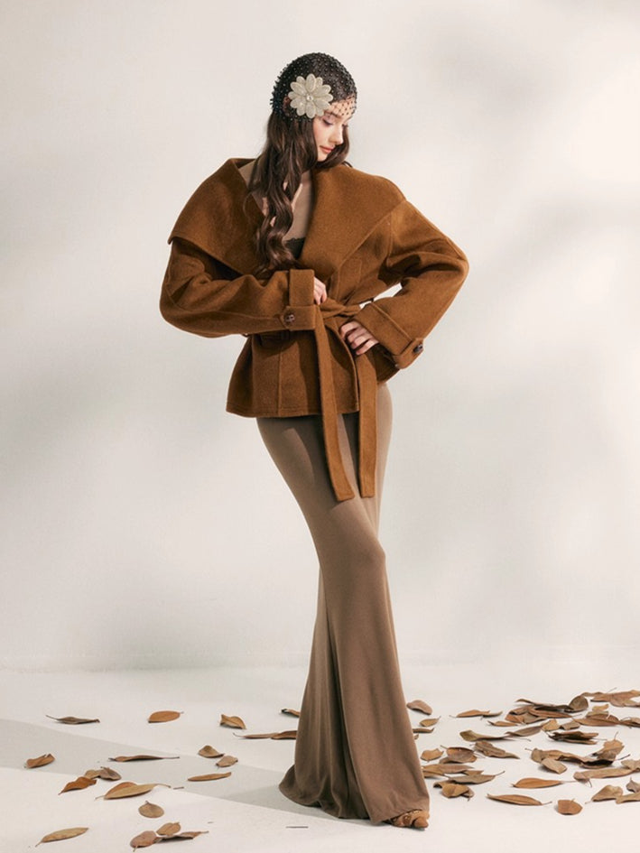 Wool Harmony Double-Faced Short Belted Jacket