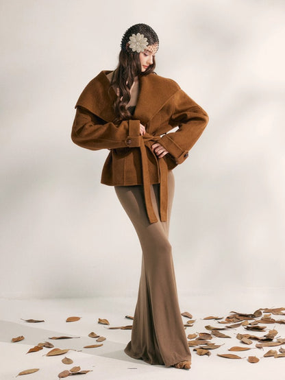 Wool Harmony Double-Faced Short Belted Jacket