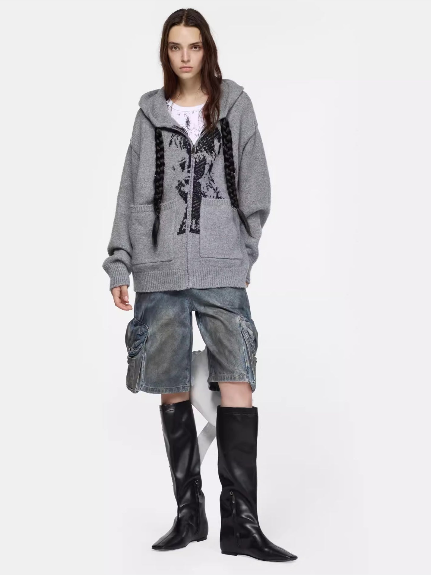 Detachable Braided-Detail Knit Sweater