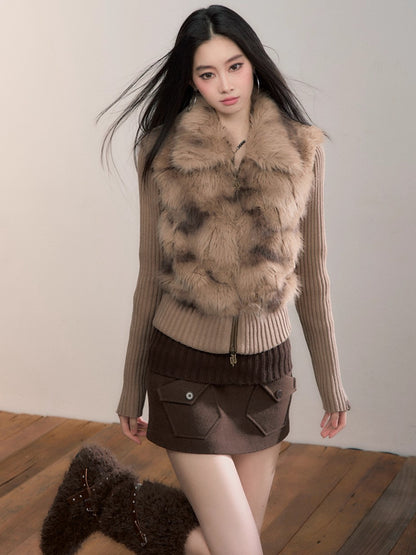 Knitted Waist Wool Blend Mini Skirt