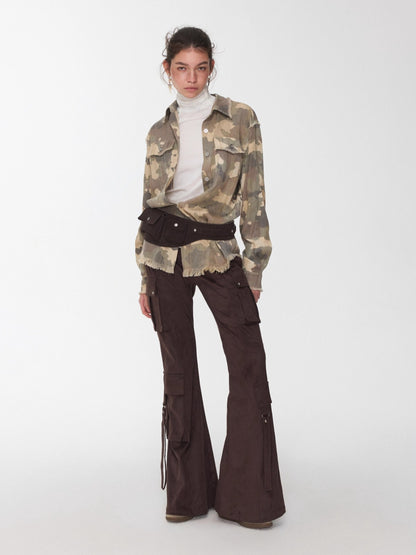 Vintage Camo Raw-Edge Tailored Shirt