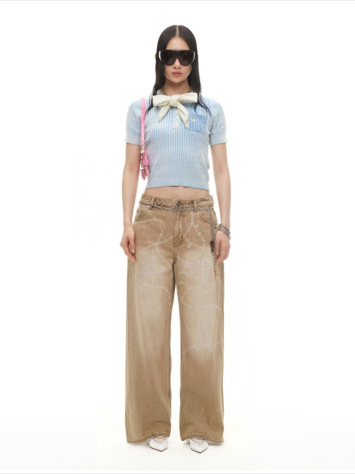 Beverly Washed Wide-Leg Denim Trousers