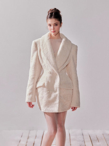 Cedar White Tea Shearling Belted Jacket