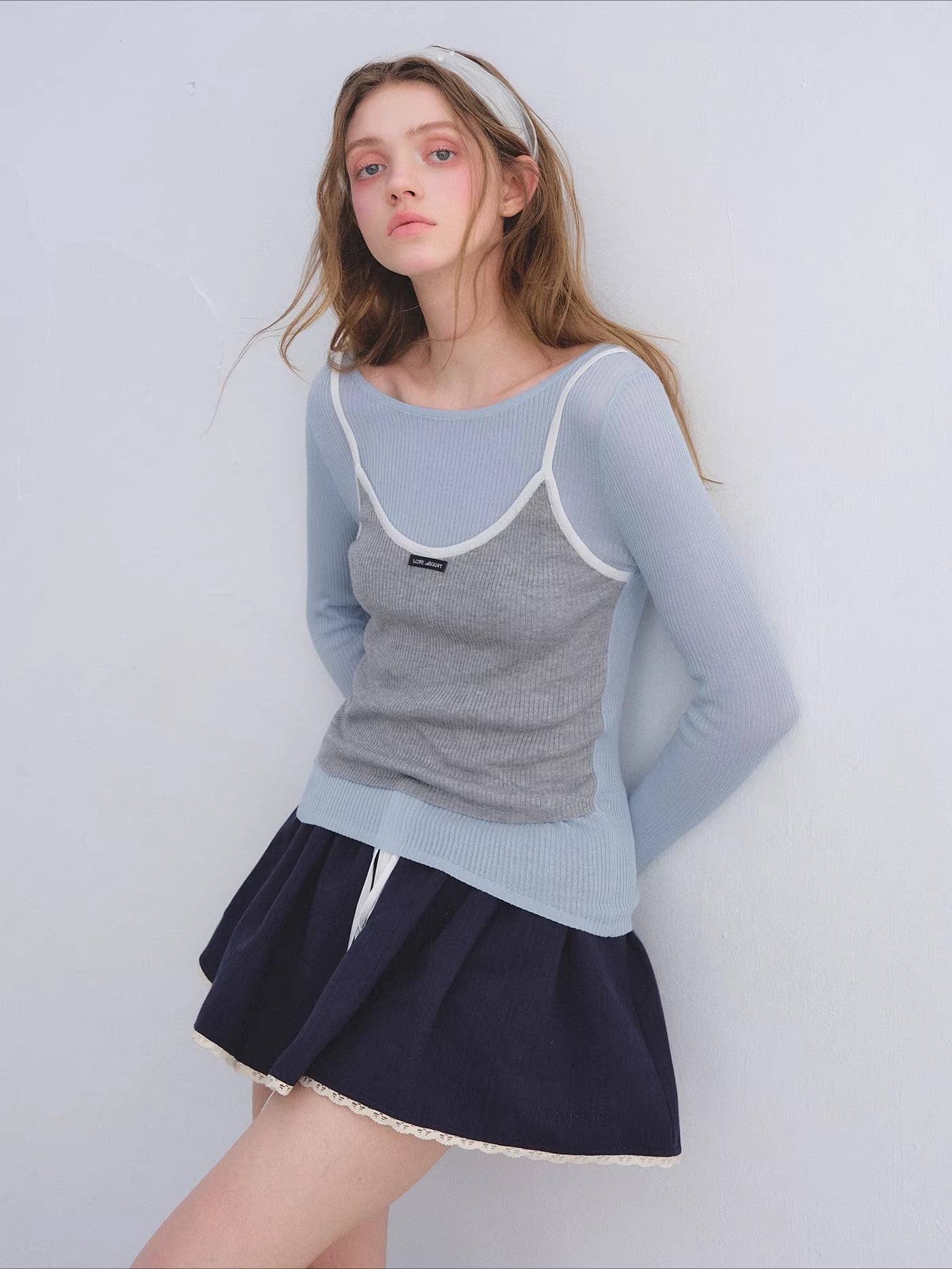 Layered Contrast Camisole Crewneck