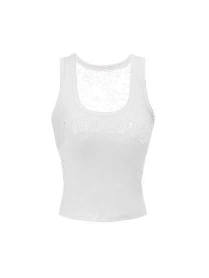 Lace Paneling with Openwork Embroidery Tank Top