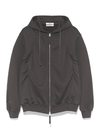 Deep brown &amp; Gray Pleated Hooded Sweatshirt