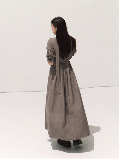 Tie-Detail Soft-Touch Long Dress