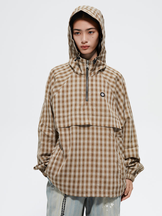 Vintage Plaid Casual Hoodie Jacket