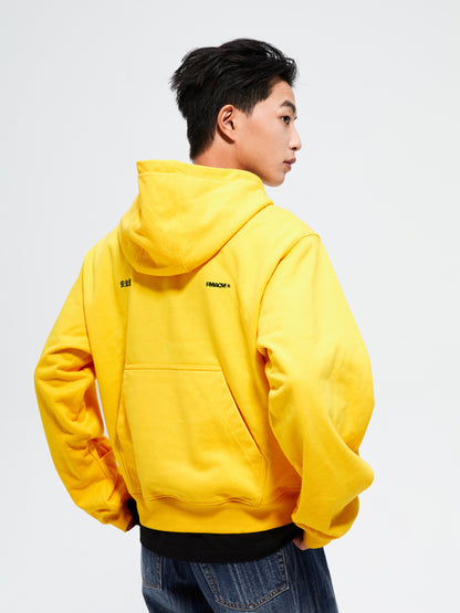 Yellow Reversible Printed Loose Hoodie