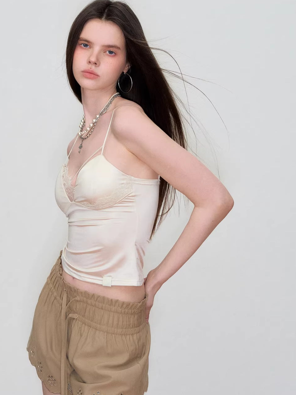 Lace-Trim Satin Camisole