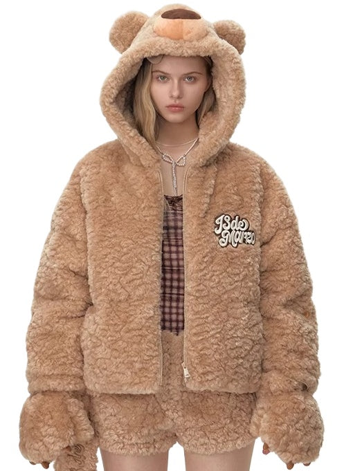 Convertible Plush Teddy Down Jacket