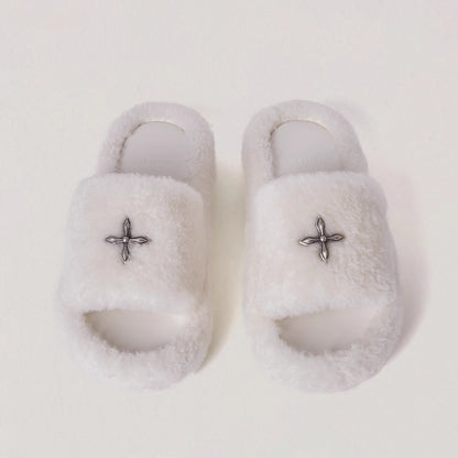 SMFK Fuzzy Platform Black Edition Slide Sandals