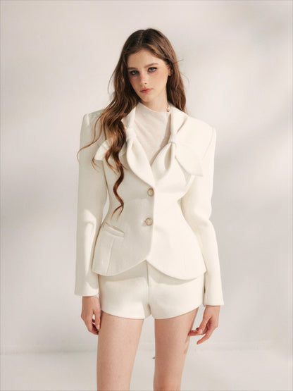 Vintage Structured Wool Blend Blazer &amp; Shorts Set