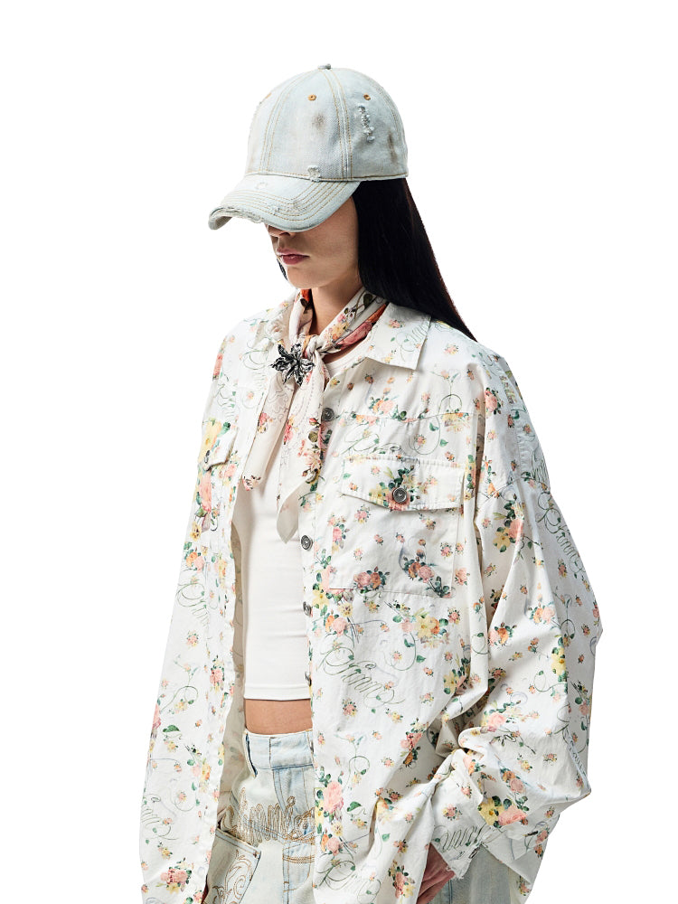 Patchwork Floral Washed Cotton-Linen Shirt