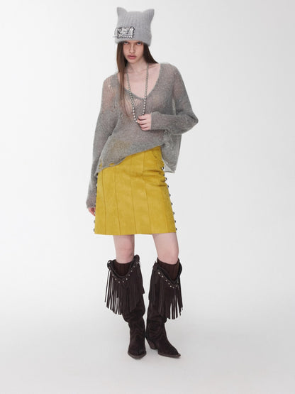 Cutout V-Neck Oversized Sweater