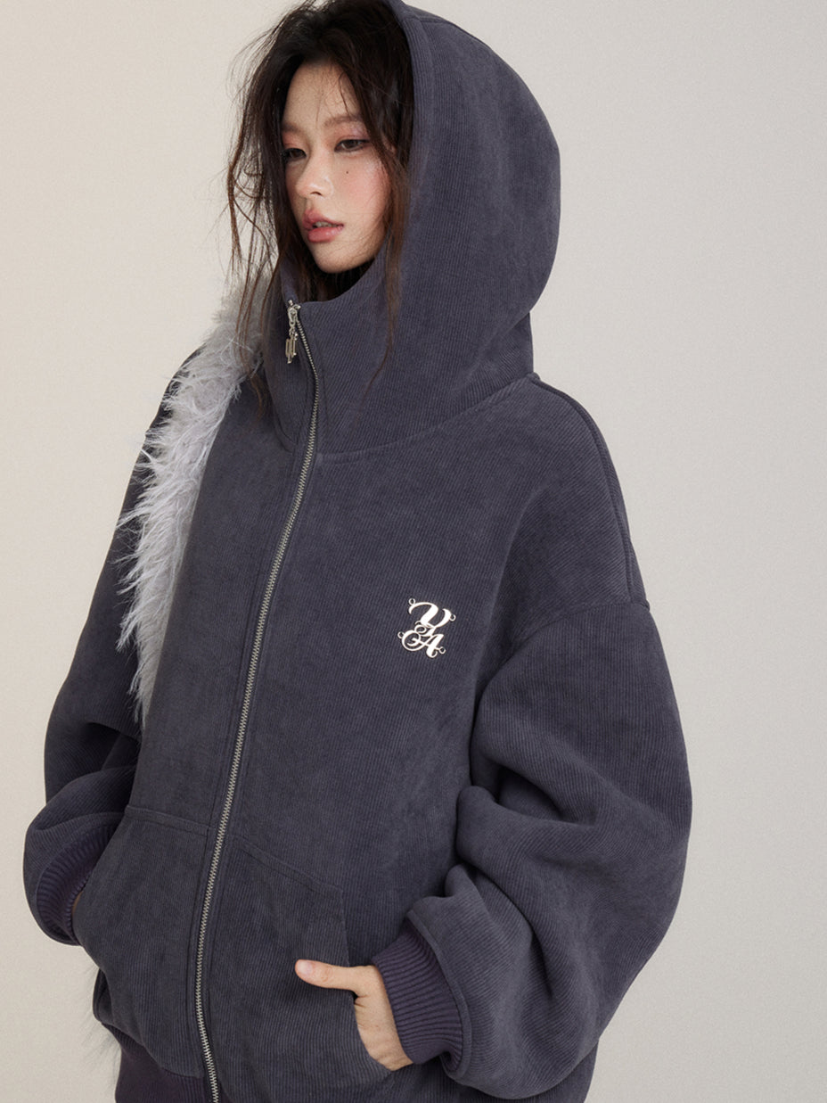 Heavyweight Shearling High-Collar Hoodie