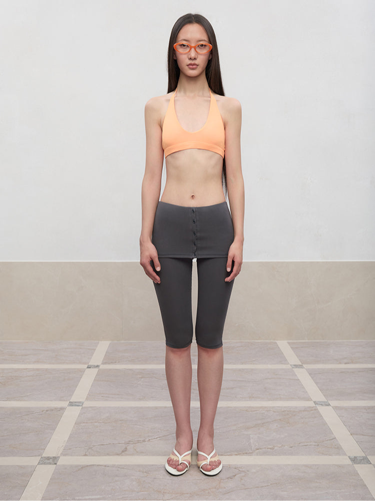 Layered Color Blocking U-Neck Halter Vest