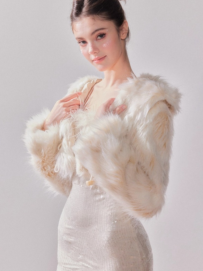 Snowmist Faux Fox Fur Toggle Cropped Jacket