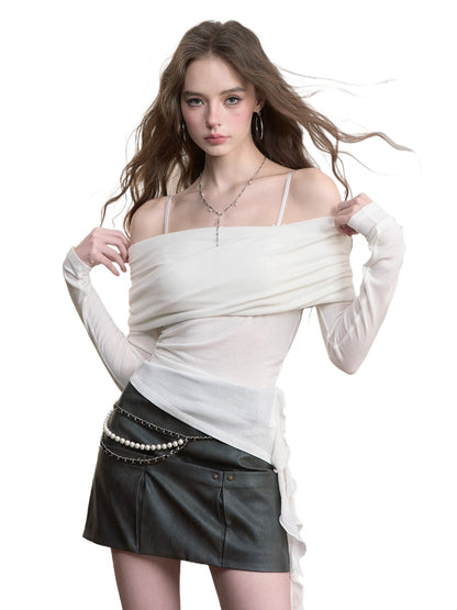 VIAPITTI Off-Shoulder Draped Tencel Blouse