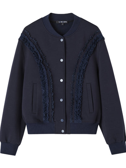 Lace Trim Baseball Jacket